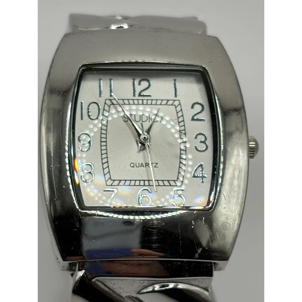 Studio Time Silver‎ Tone Rectangular Face Quartz Women's Watch